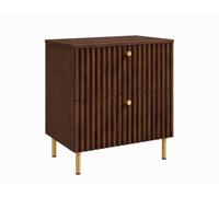 3E 3xE living.com Meuble de Salle de Bain sur Pieds avec Plan 60, chêne Noyer + Plan chêne Noyer, poignées en Trois Couleurs, Pieds dorés, 60 x 44,4 x 73,6 cm