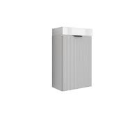 3E 3xE living.com Meuble de Salle de Bains avec façade rainurée de 40 cm avec Vasque, Blanc avec poignée Noire, 40,5 × 22,5 × 57 cm