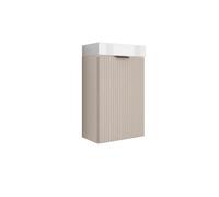 3E 3xE living.com Meuble de Salle de Bains avec façade rainurée de 40 cm avec Vasque, Cachemire avec poignée Noire, 40,5 × 22,5 × 57 cm