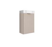 3E 3xE living.com Meuble de Salle de Bains avec façade rainurée de 40 cm avec Vasque, Couleur Cachemire avec poignée dorée, 40,5 × 22,5 × 57 cm