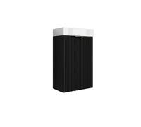 3E 3xE living.com Meuble de Salle de Bains avec façade rainurée de 40 cm avec Vasque, Noir avec poignée dorée, 40,5 × 22,5 × 57 cm