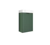 3E 3xE living.com Meuble de Salle de Bains avec façade rainurée de 40 cm avec Vasque, Vert avec poignée Noire, 40,5 × 22,5 × 57 cm