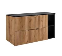 3E 3xE living.com Meuble de Salle de Bains, chêne Craft/Noir, 100 (80 + 20) x 58,6 x 46 cm