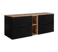3E 3xE living.com Meuble de Salle de Bains, Noir/chêne Craft, 140 (2 x 60 + 20) x 58,6 x 46 cm