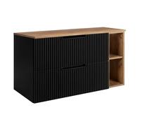 3E 3xE living.com Meuble de Salle de Bains, Noir/chêne Craft, 80 (60 + 20) x 58,6 x 46 cm