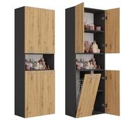 3E 3xE living.com Meuble Salle de Bain Antracite/Artisan, P : 30 cm, H : 174 cm, L : 60 cm