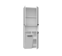 3E 3xE living.com Meuble Salle de Bain - Armoire Debout avec Cinq étagéres et Un Panier à Linge, Blanc, P : 30 cm, H : 174 cm, L : 60 cm