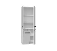 3E 3xE living.com Meuble Salle de Bain - Armoire Debout avec Cinq étagéres et Un Panier à Linge, Blanc, P : 30 cm, H : 174 cm, L : 60 cm