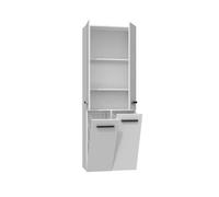 3E 3xE living.com Meuble Salle de Bain - Armoire Debout avec Trois étagéres et Deux Panier à Linge, Blanc, P : 30 cm, H : 174 cm, L : 60 cm