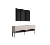 3E 3xE living.com Meuble TV 140 cm Cachemire, Pieds Droits Noirs, 140 × 32 × 52 cm