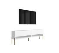 3E 3xE living.com Meuble TV 170 cm Blanc Mat, Pieds Droits dorés, 170 × 32 × 52 cm