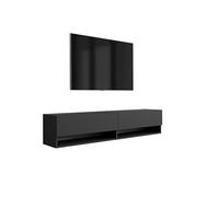 3E 3xE living.com Meuble TV 170 cm Noir Mat, 170 × 32 × 34 cm