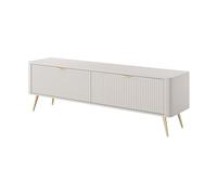 3E 3xE living.com Meuble TV avec Deux Portes, Couleur : Cachemire Pieds dorés,