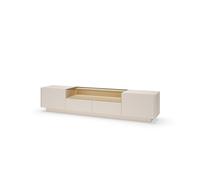3E 3xE living.com Meuble TV, Beige et chêne crémone, 203 x 43,4 x 39,5 cm