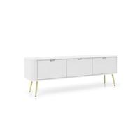 3E 3xE living.com Meuble TV Blanc, Pieds: Or, D: L: 168 cm, H : 57 cm, P : 39 cm, Meubles de Salon, Meuble Tele, Table TV