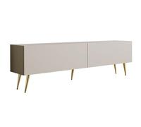 3E 3xE living.com Meuble TV : Deux Portes, Deux étagères, Couleur : Cachemire, Pieds dorés D : L : 170 cm, H : 52 cm, P : 32 cm