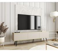 3E 3xE living.com Meuble TV en Couleur Beige avec Pieds en Noir, D : L : 175 cm, H : 53 cm, P : 32 cm