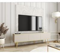 3E 3xE living.com Meuble TV en Couleur Beige avec Pieds en Or D : L : 175 cm, H : 53 cm, P : 32 cm