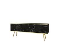 3E 3xE living.com Meuble TV en Couleur Noir avec Pieds en Or D : L : 135 cm, H : 30 cm, P : 32 cm