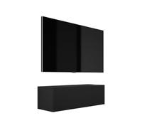 3E 3xE living.com Meuble TV Suspendu, D : L : 100 cm, H : 34 cm, P : 32 cm, Noir Mat