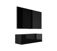 3E 3xE living.com Meuble TV Suspendu, D : L : 100 cm, H : 34 cm, P : 32 cm, Noir Mat/Noir Brillant