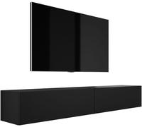 3E 3xE living.com Meuble TV suspendu - design moderne A : L : 2 x 100 cm, H : 34 cm, P : 32 cm. Buffet TV, plateau TV, commode TV suspendue, BLACK MAT