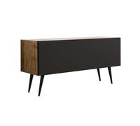 3E 3xE living.com Meuble TV : Une Porte, Une étagère, Couleur : Chêne Wotan/Noir Mat, Pieds Noirs D : L : 100 cm, H : 52 cm, P : 32 cm