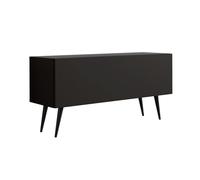 3E 3xE living.com Meuble TV : Une Porte, Une étagère, Couleur : Noir Mat, Pieds Noirs D : L : 100 cm, H : 52 cm, P : 32 cm