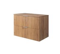 3E 3xE living.com Meuble Vasque, Chêne Craft, 80 x 57 x 46 cm, poignée argentée + Plan de Travail