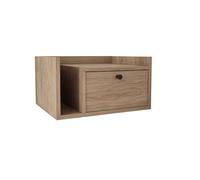 3E 3xE living.com Table de Chevet Aura avec tiroir et poignée dorée, Rockford Dark Walnut, 50 x 35 x 27 cm, côté Droit