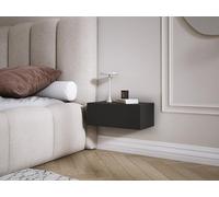 3E 3xE living.com Table de Chevet Suspendue avec tiroir - façade Lisse - Noir, 40 x 20 x 16 cm