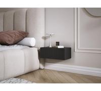 3E 3xE living.com Table de Chevet Suspendue avec tiroir - façade rainurée, Noir, 40 x 20 x 16 cm