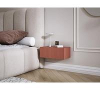 3E 3xE living.com Table de Chevet Suspendue avec tiroir - façade rainurée, Rouge Brique, 40 x 20 x 16 cm