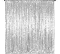 3e Home Rideau toile de fond à sequins pour fête de mariage, argenté, 6Ftx7Ft