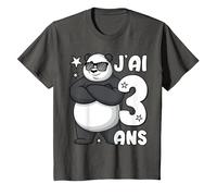 3ème Anniversaire garçon 3 Ans Enfant Panda drôle J'Ai 3 Ans T-Shirt, Enfant, Asphalte, 2 Ans