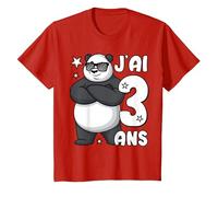 3ème Anniversaire garçon 3 Ans Enfant Panda drôle J'Ai 3 Ans T-Shirt, Enfant, Rouge, 6 Ans