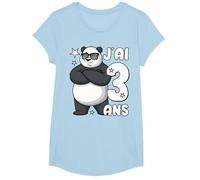 3ème Anniversaire garçon 3 Ans Enfant Panda drôle J'Ai 3 Ans T-Shirt, Fille, Bleu Céleste, S