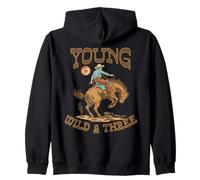3ème Anniversaire Rodeo Cowboy Young Wild Three 3 Years Old Sweat à Capuche
