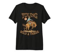 3ème Anniversaire Rodeo Cowboy Young Wild Three 3 Years Old T-Shirt Haut de Gamme