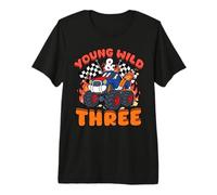 3ème Anniversaire Young Wild Three 3 Years Old Boy Monster T-Shirt Haut de Gamme