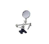 3eme main support avec lentille loupe x2.5 de 60 mm - 2 bras articulés avec des pinces crocodiles - dimensions : 67x125x79