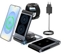3en 1 Chargeur Induction Pour Samsung Galaxy S25 Ultra Plus S24 Ultra S23 Ultra S22 Ultra Z Flip Z Fold 7 6 5 4 Pour Galaxy Watch 8/Ultra/7/6/Classic/5/Pro/4 Pour Galaxy Buds & Adaptateur 20w Pliabl