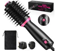 3en1 Brosse soufflante, Double Tension One-Step Ionique Brosse Coiffante Chauffante, Brosse Cheveux Electrique avec 2 Vitesses 2 Adaptateurs,Brushing Brosse Soufflante pour Sécher Lisser Volume
