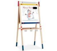 3en1 chevalet giantex de peintre pour enfants avec rouleau de papier tableau magnétique blanc & noir en bois de pin hauteur réglable