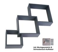 3er Étagère Murale Set Hänge-regal Regal-Würfel de Livres Bois Déco Salon