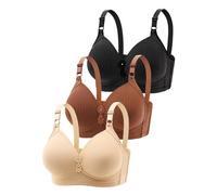 3er Pack BHS Damen Ohne Bügel Push Up BH Set Frauen Sexy Bustier Crop Top Einfarbig Bequem Sport-BHS Trainings-BH mit verstellbarem für Alltag Yoga Fitness Sport Outdoor