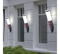 3er Set Extérieur Mur Lumières Terrasse Torche Inox Lampe Capteur Cour Luminaire