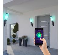Ensemble de 3 lampes torches murales avec application de commande vocale par téléphone portable Lampes d'extérieur à intensité variable dans un ensemble comprenant des ampoules LED RVB