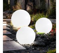 Lampe solaire boule lumineuse solaire lampe de jardin boule lampe chemin lumière, piquet IP44 résistant aux intempéries batterie, blanc argent, 4x LED blanc chaud