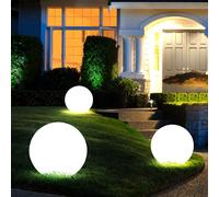 3er Set Lampe Solaire Lampe Boule Terrasse IP44 Batterie Pointe Blanc LED